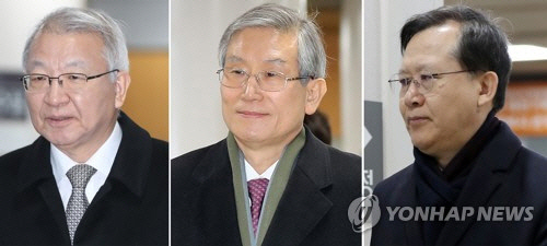 양승태 전 대법원장(왼쪽부터), 고영한·박병대 전 대법관. [연합뉴스]